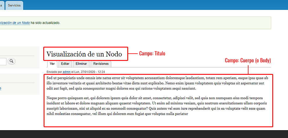 Visualización de un Nodo